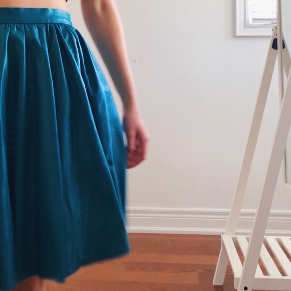 Vegan Leather Midi Skirt in Turquoise - Picture 4 of 5